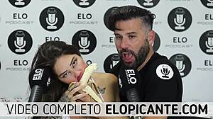 Blonde Colombian Sara Sucks Banana Covered in Cream