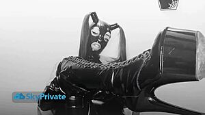 mistress emily doomed gives jerk off instructions in latex and leather on webcam