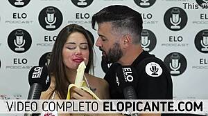 Blonde Colombian Sara Sucks Banana Covered in Cream