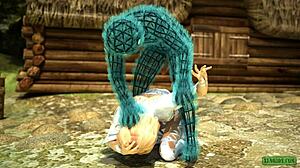 Blonde uses toys in 3D fantasy sex