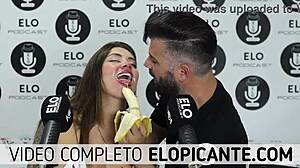 Blonde Colombian Sara Sucks Banana Covered in Cream