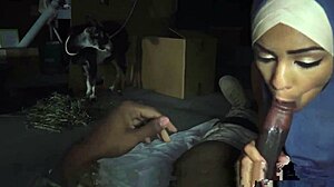 Muslim housewife drops booty outside military base for arab old man blowjob