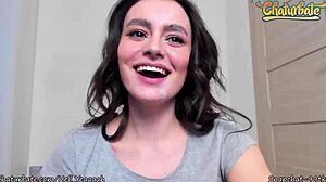 Ejaculating Dildo Covers Her in Cum with Ahegao Face