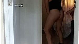 my stepmother invited me to her room to fix the bed then we had intense sex standing up