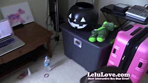 lelu love goes topless and sucks your cock until you cum on her tits