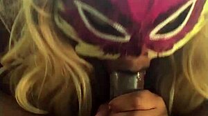 dirty mature ebony sucking on a bound monster cock