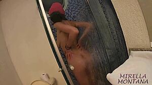 Caught taking a bath in the shower.