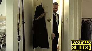 brunette milf ella bella gets rough anal fucking and blowjob from pascal