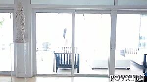 Gal bends over, inviting a hard fuck from behind