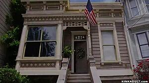 Watch the lesbian couple whip that blonde babe's ass