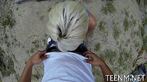 Feeling thrill as cutie babe sucks monster cock for cash in hardcore teen scene