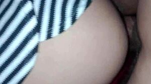 Brazilian milf bent over for blowjob, filled with cum by sexy nymph