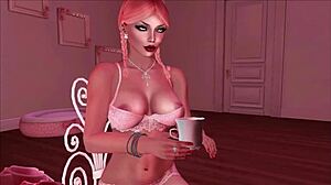 What's happening in the pink room with that bimbo?