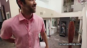 Curvy Latina in lingerie gets wet and sloppy.