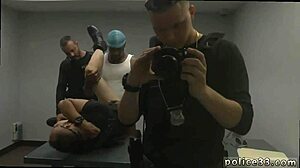 Mature Nude Police Officer Engages in Intense Gay Sex with Young Colleague