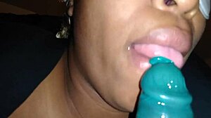 Big ghetto mama sucks cock like a whore in the hood.