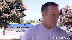 horny blonde wife gets nailed hard by a stranger in hardcore action.