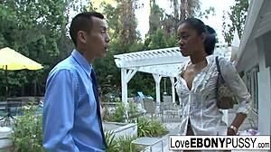 Brunette hottie Yasmine de Leon tied up and fucked interracial