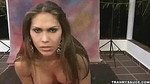 Foxy Latina Shemale Hottie Taking Her Clothes Off