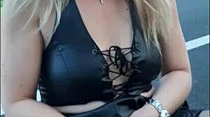 Pissing road compilation with submissive MILF slut in action