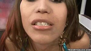 Foxy Latina Shemale Hottie Taking Her Clothes Off