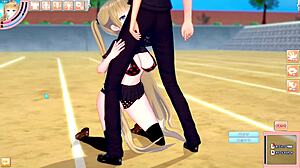 Blonde Big Tits Gal JK Eleanor Gets Blowjob In 3D Cartoon Hentai