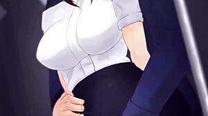 Anime couple finds ecstasy on a public TRAIN ride