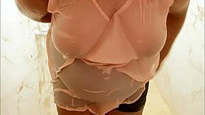 is that sexy iranian milf showering alone?