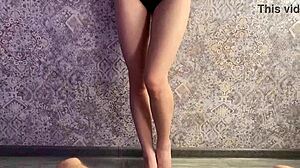 cute blonde in heels gives pov blowjob and swallows cum