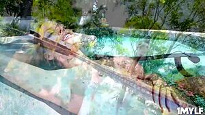 Mature babes spread legs in pool