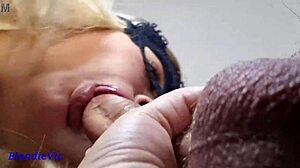 Wow, hot blonde delivers a sloppy blowjob on monster cock!