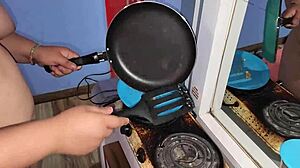 my chubby wife slave swallows cum in kitchen