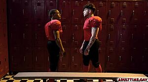 Football Players Adrian Hart And Joseph Castillan Get Into A Heated Anal Sex Inside The Locker Room