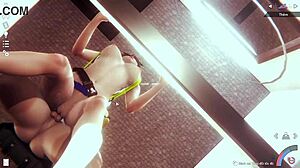 Anime couple fucks from behind in 3D hentai scene