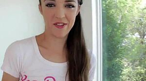 Teen sucks big cock and gets facial jizz