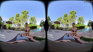 VR bangers Mary Popiense in POV romantic sex outdoors!