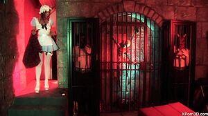 Natalie di angelo, the slave girl, takes big cocks in the bondage dungeon