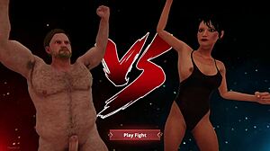 Ethan battles Rachel in intense naked 3D fighting.