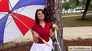 Pretty Tennis Teacher Earns Cash