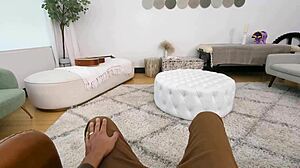 I get so horny when my tight pussy is stuffed with that big cock in cowgirl, then bent over for a blowjob and facial.