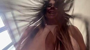 Sport Girl Reveals Hairy Pussy from Torn Shorts, Feeling Aroused.