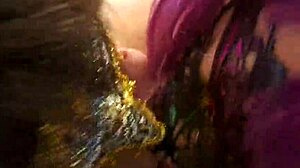 Kimberly Lewis And Friend In High Heels Double Blowjob Lucky Dick Cumshot