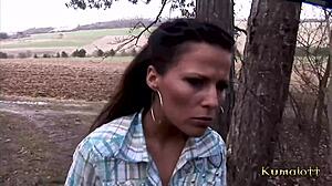 Blonde Teen Captured For Outdoor Anal Group Fuck