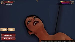 Ethan battles Rachel in intense naked 3D fighting.