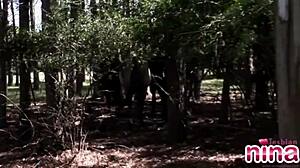 Is this solo teen 18+ lesbian teasing her pussy with fingering outdoors?