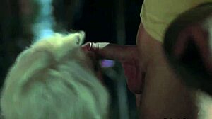 She blows him with her mouth?