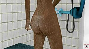 Teen in 3D shower scene from Wet Dreams II