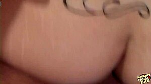 Brunette Tanktop Babe Rides Hard in Basement