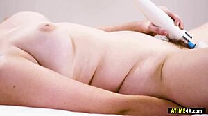 Shy Brunette Masturbates With Toys