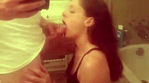 Young teen deepthroats and swallows eagerly